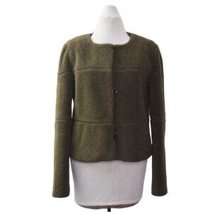 See By Chloe Jacket Coat Womens 6 Faux Sherpa Sherling Teddy Moss Green